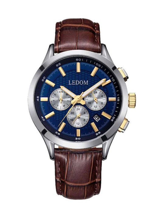 Le Dom Men's Watch 42mm Battery with Brown Leat...