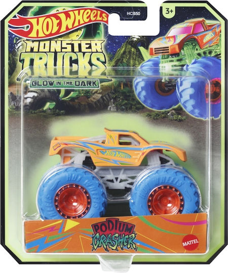 Hot Wheels Monster Truck Mașină Podium Crasher cu Strălucire în Întuneric, Scară 1:64