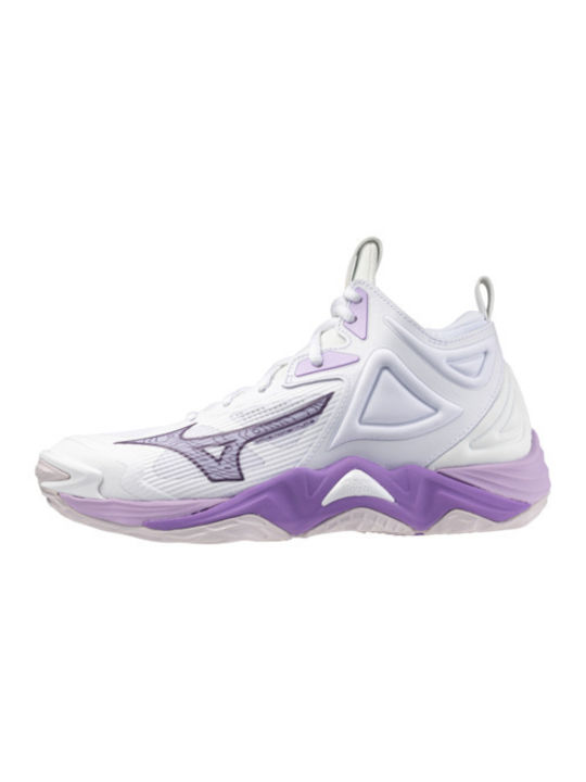 Mizuno Wave Momentum 3 Mid Γυναικεία Αθλητικά Παπούτσια Βόλεϊ Λευκό / Μώβ