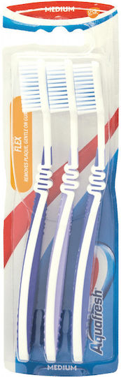 Aquafresh Clean & Flex Periuță de dinți Mediu Blue / Purple 3buc