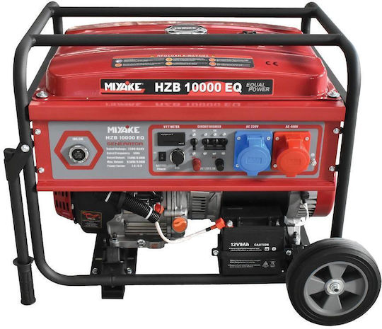 Miyake HZB 10000EQ Trifazică Generator Benzină (în patru timpi) Patru timpi cu Autostart, Roți și Putere Maximă 9kVA