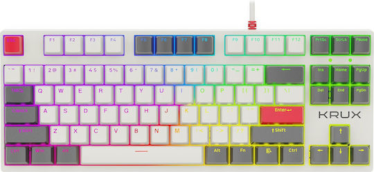 Krux PRO RGB Гейминг Механична Клавиатура с Gateron Yellow Превключватели и RGB Осветление Английски (САЩ) Бяла
