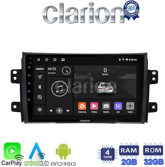 Clarion Auto-Audiosystem für Fiat Sechzehn Suzuki SX4 2005 > 2013 (Bluetooth/USB/WiFi/GPS/Apple-Carplay/Android-Auto) mit Touchscreen 9"