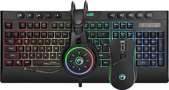 Marvo CM305 + Headphones Set Gaming Tastatur mit RGB-Beleuchtung & Maus (Englisch US)
