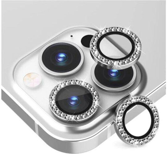 Lens Protector Glitter Προστασία Κάμερας Tempered Glass Ασημί για το iPhone 12 Pro Max
