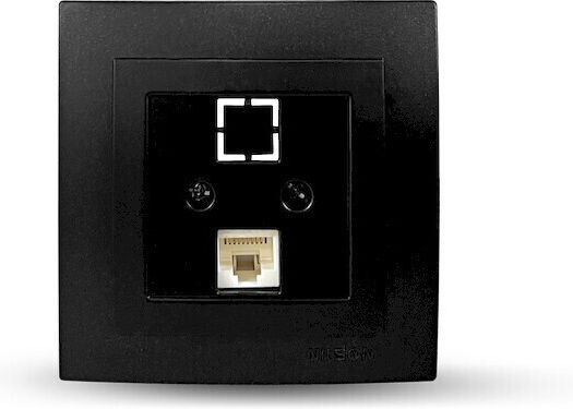 Geyer Single Network Socket RJ45 with Cat6 Type Frame in Black Color 24381045