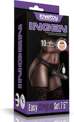Lovetoy Harness με Dildo και Δόνηση σε Μαύρο Χρώμα