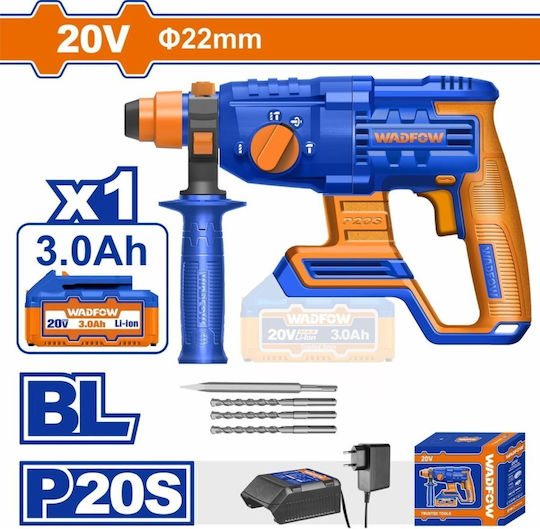 Wadfow Κρουστικό Σκαπτικό Πιστολέτο Μπαταρίας Brushless 20V 1x3Ah με Υποδοχή SDS Plus WLM1522