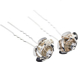 Decorative Hair Pins Silver with Strass 2 Pieces