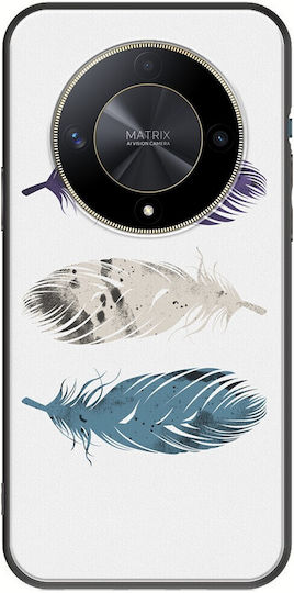 Blue Purple White Feathers Honor Magic 6 Lite 5g Black Tpu Μαύρη Σιλικόνη