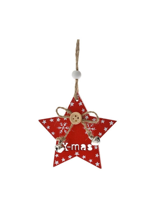 Christmas Hanging Set Wooden With Gold Dust With Beads