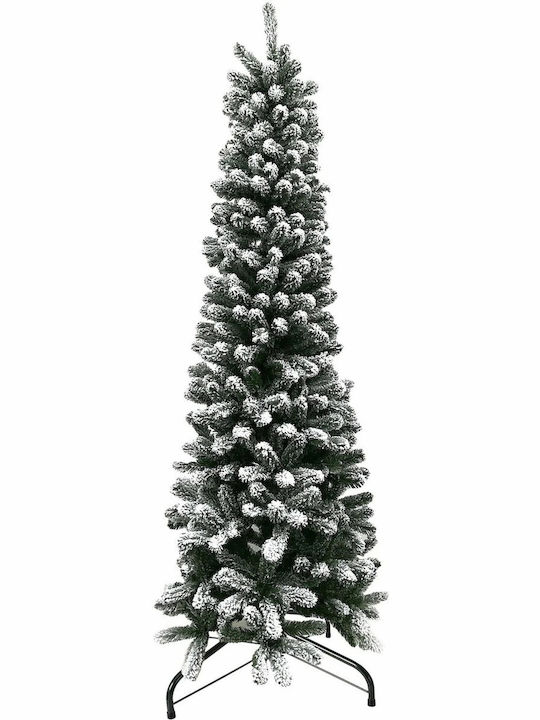 Snowy Christmas Slim Green Tree with Metallic Base H180pcs