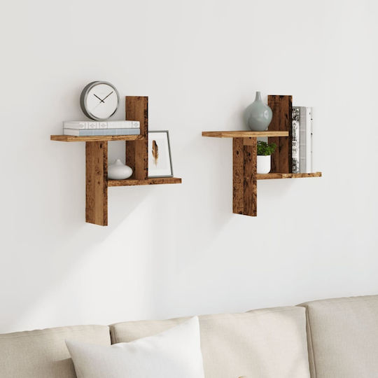 Brown Wall Shelves 2 Pieces 38x12x38 cm
