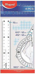 Maped Set Instrumente Geometrice Plastic Transparent 15cm Cristal