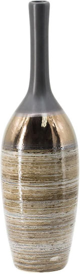Artekko Evlub Decorative Ceramic Vase Brown Bronze 13.5x13.5x48 Cm
