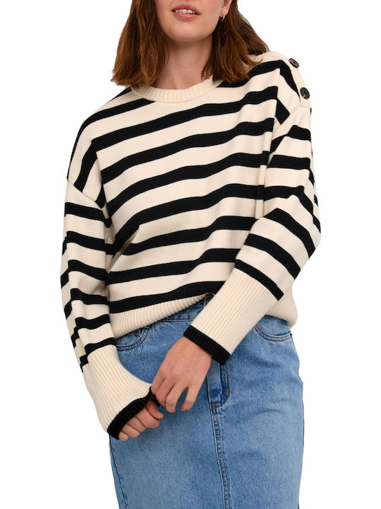 Kaffe Women's Sweater with Buttons Striped Black