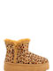 Leopard Fur Ankle Boots with Knitted Details