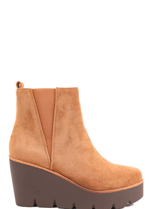 Moderne Plateau-Stiefeletten in Tan