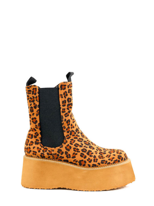 Leopard Chelsea Plateaustiefel