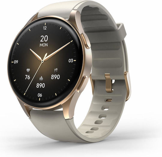 HAMA 8900 Aluminium 45mm Waterproof Smartwatch with Heart Rate Monitor (Gray-Gold)
