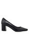 Leder Pumps mit mittelhohem Absatz Schwarz