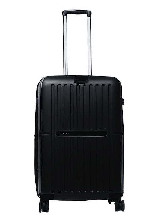 Airtex Paris Μεσαία Βαλίτσα Ταξιδίου Σκληρή Μαύρη με 4 Ρόδες Ύψους 65εκ.