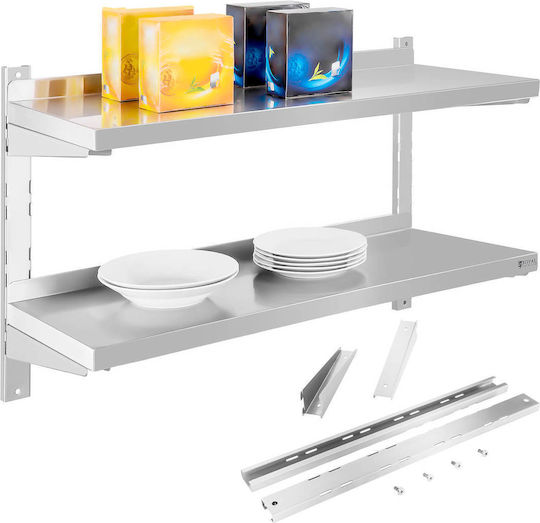 Double Wall-mounted Steel Shelf Adjustable Height 80cm