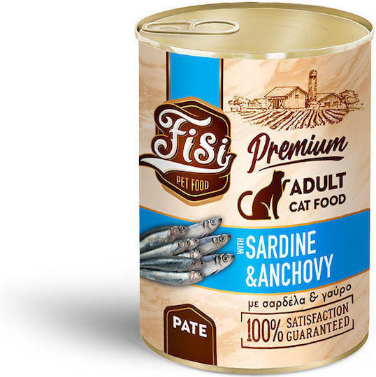 Fisi Wet Food for Adult Cats in Cans with Sardine and Anchovy 400gr