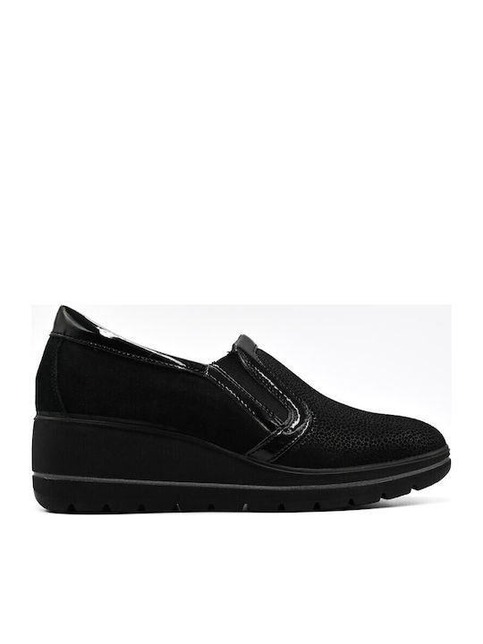 Ανατομικά Γυναικεία Slip-On Δερμάτινα Μαύρα
