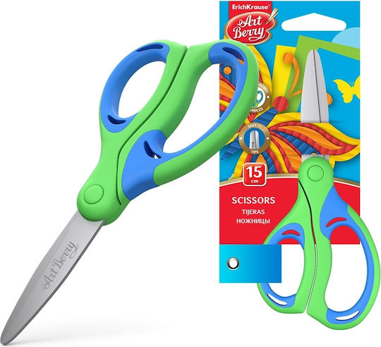 ErichKrause Kinder Schere für Handwerksarbeiten 15cm mit Rostfreier Stahl Klinge Grün