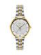 Vogue Bliss Crystals Two Tone Women's Watch with Silver Metal Bracelet
