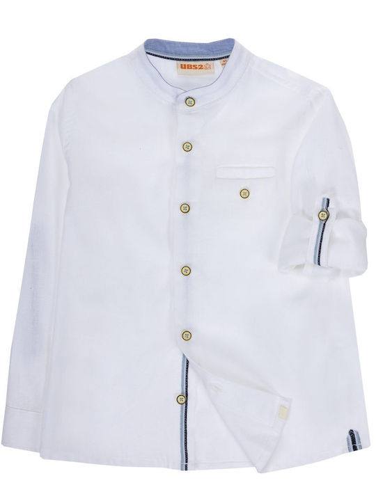 Ubs2 Kids One Color Linen Shirt White