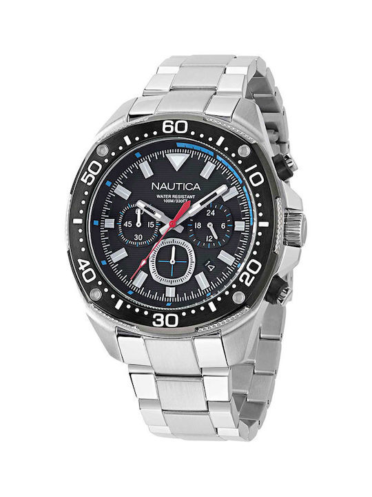 Nautica Watch Chronograph Battery with Silver Metal Bracelet