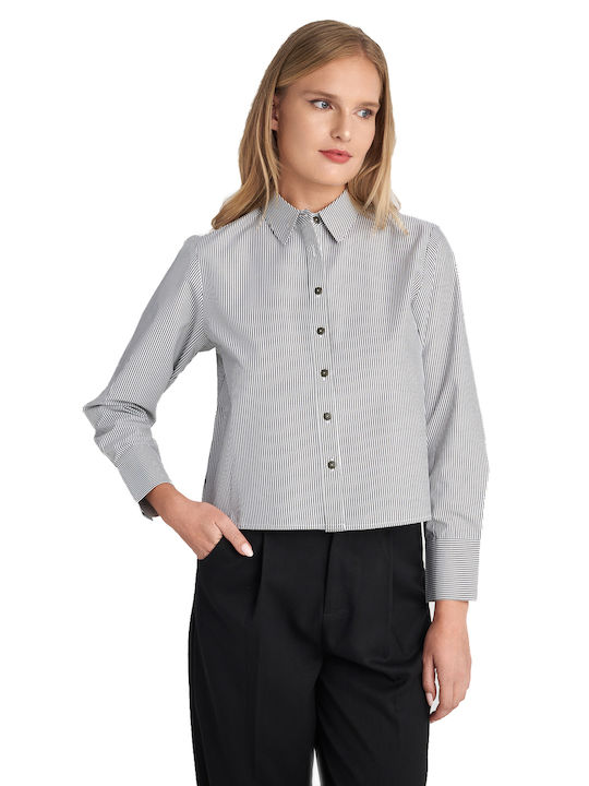 Luisa Women's Striped Long Sleeve Shirt Gray