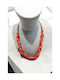 Necklace with Ceramic Red Beads Bohemian Style