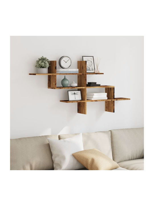Vidaxl Ραφιέρα Τοίχου Όψη Παλαιού Ξύλου 124,5x18x60,5cm Μοριοσανίδα 1 Τεμ Καφέ