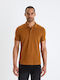 Polo Herrenbluse Kurzarm Dunkelbraun