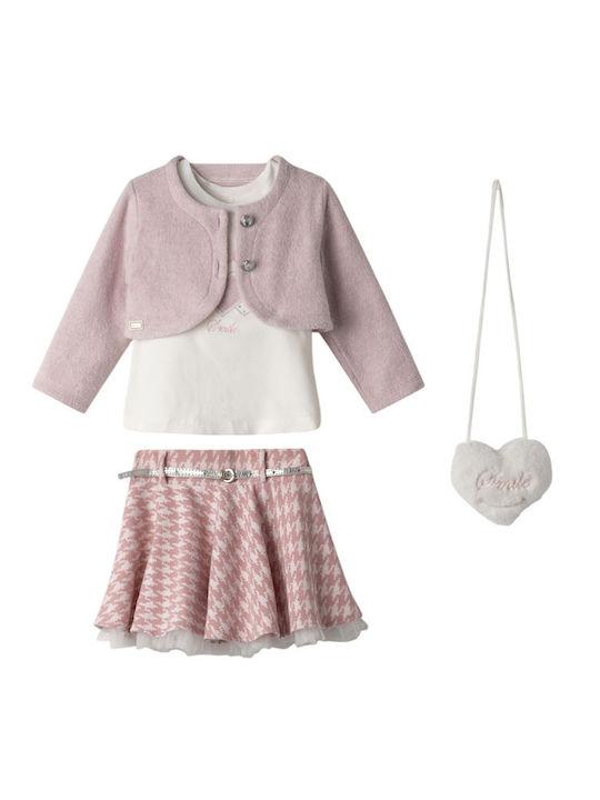 Kinder-Set mit Rock Winter 4Stück Pink