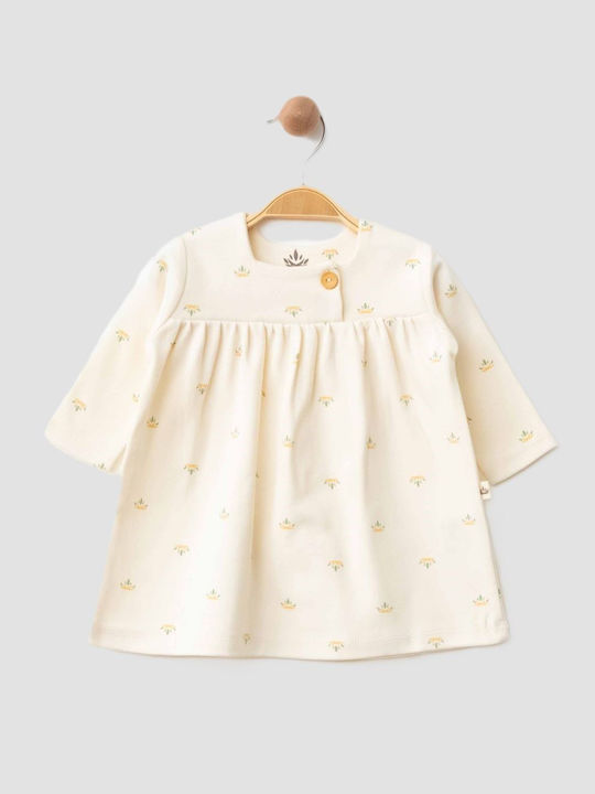 Trendy Shop Kids Dress Long Sleeve Beige