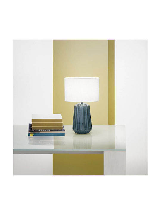 Fan Europe Ceramic Table Lamp for Socket E27 with White Shade and Green Base