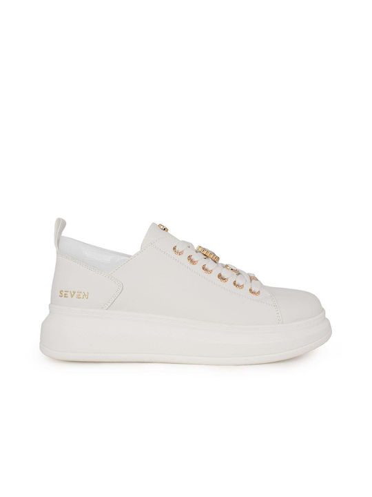 Seven Γυναικεία Sneakers White Strass