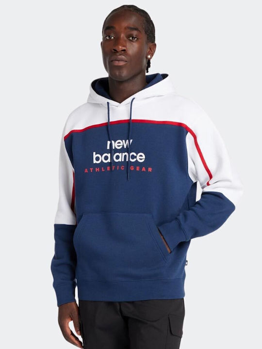 New Balance Φούτερ με Κουκούλα Μπλε