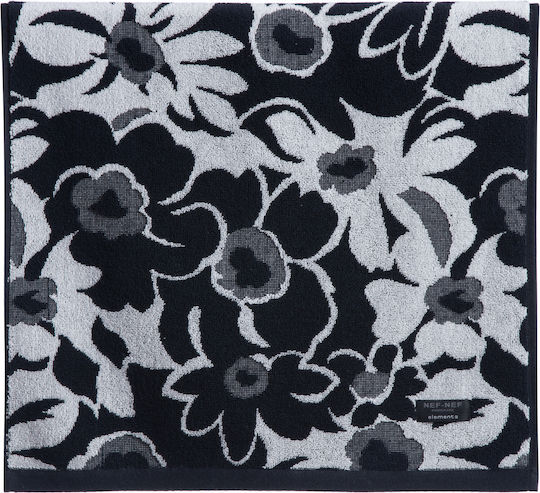 Nef-Nef Homeware Кърпа за лице Blossen 50x90см. Grey/Black Тегло 550гр/кв.м