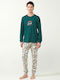 Vamp Ανδρική Πυτζάμα Βαμβακερή Σχέδιο New York Buzz Green Sea Moss