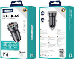 Jellico Auto-Ladegerät mit Anschlüssen 1xUSB-A 1xType-C und Kabel Typ-C,TC-TC Jellico Auto-Ladegerät mit Anschlüssen 1xUSB-A 1xType-C und Kabel Typ-C,TC-TC