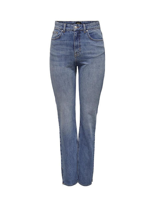 Only High Waist Women's Jean Trousers in Straight Line BLUE OPEN