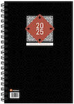 Innostat Daily Spiral Agenda 2025 Black 12x17cm