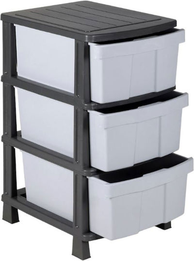 Homeplast Тара Пластмасова Чекмеджета 3 Позиции Сив 50x40x77см