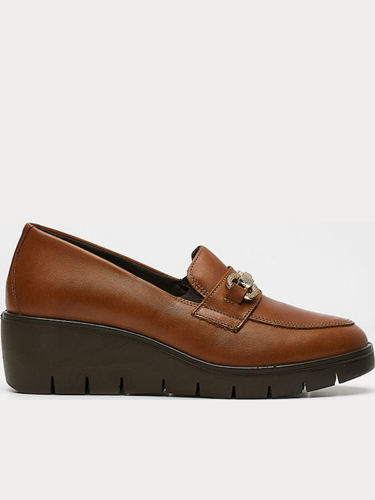 Imac Leather Women's Loafers in Brown Color