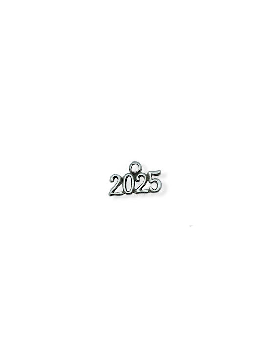 "2025" Charm Agățat Argintiu 17x10mm 30buc